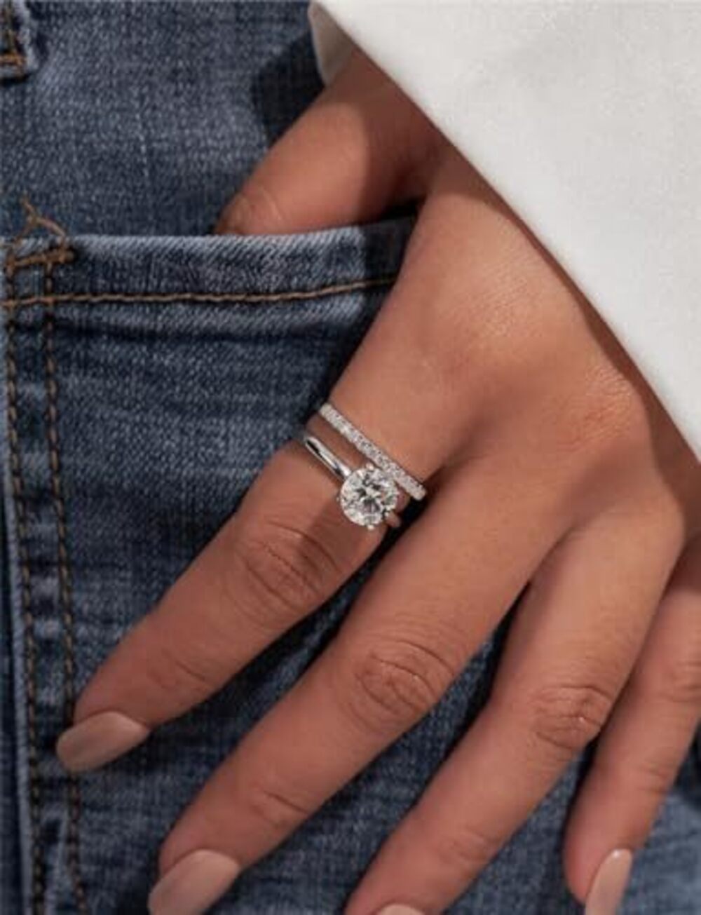 8565 Moissanite Solitaire Engagement Ring , Engagement Rings Moissanite - Picture 5 of 6